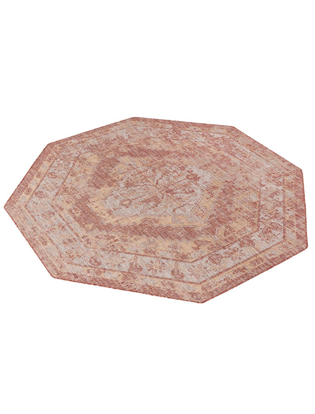 Rust Red 7' 10 x 7' 10 Outdoor Traditional Octagon Area Rug Weather Resistant for Patio, Deck, Terrace, Balcony, Porch Classical Design Outside Carpet for Sale at Rug Engine