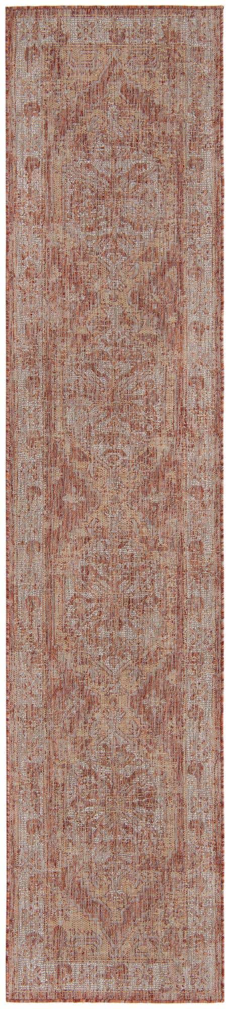 Rust Red 2' 7 x 12' Outdoor Traditional Runner Area Rug Weather Resistant for Patio, Deck, Terrace, Balcony, Porch Classical Design Outside Carpet for Sale at Rug Engine