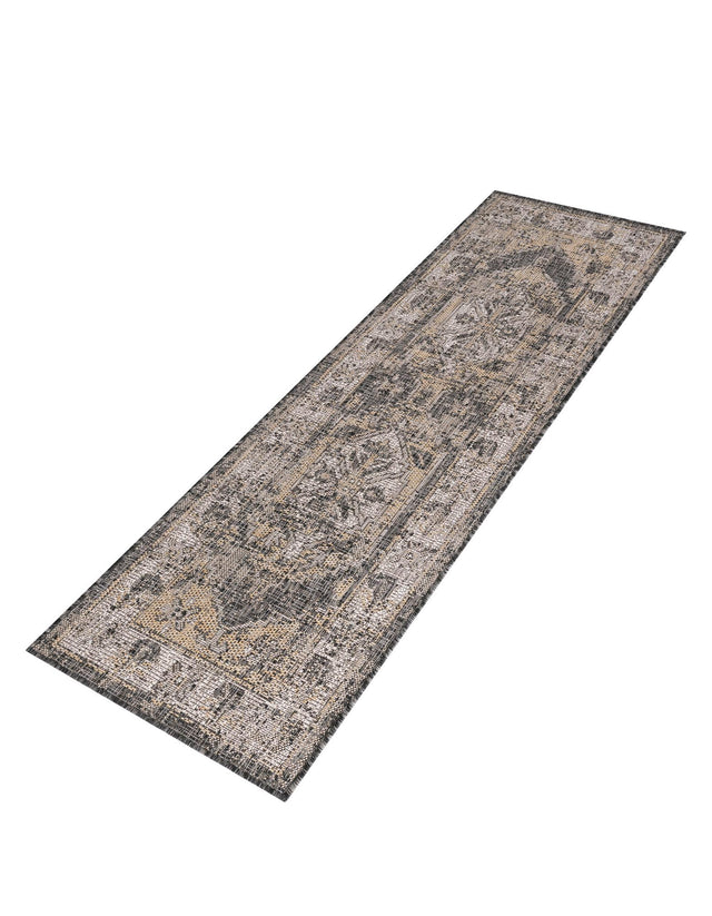 Charcoal 2' x 6' 1 Outdoor Traditional Runner Area Rug Weather Resistant for Patio, Deck, Terrace, Balcony, Porch Classical Design Outside Carpet for Sale at Rug Engine