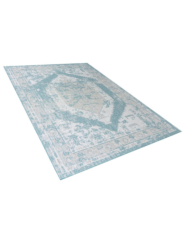 Aqua 10' x 14' 1 Outdoor Traditional Rectangle Area Rug Weather Resistant for Patio, Deck, Terrace, Balcony, Porch Classical Design Outside Carpet for Sale at Rug Engine