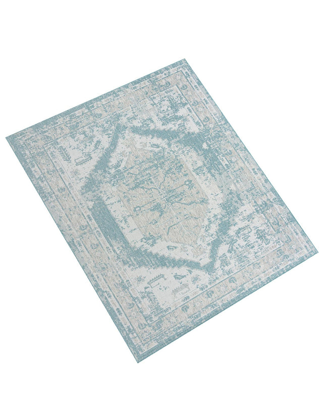 Aqua 10' x 13' 1 Outdoor Traditional Rectangle Area Rug Weather Resistant for Patio, Deck, Terrace, Balcony, Porch Classical Design Outside Carpet for Sale at Rug Engine