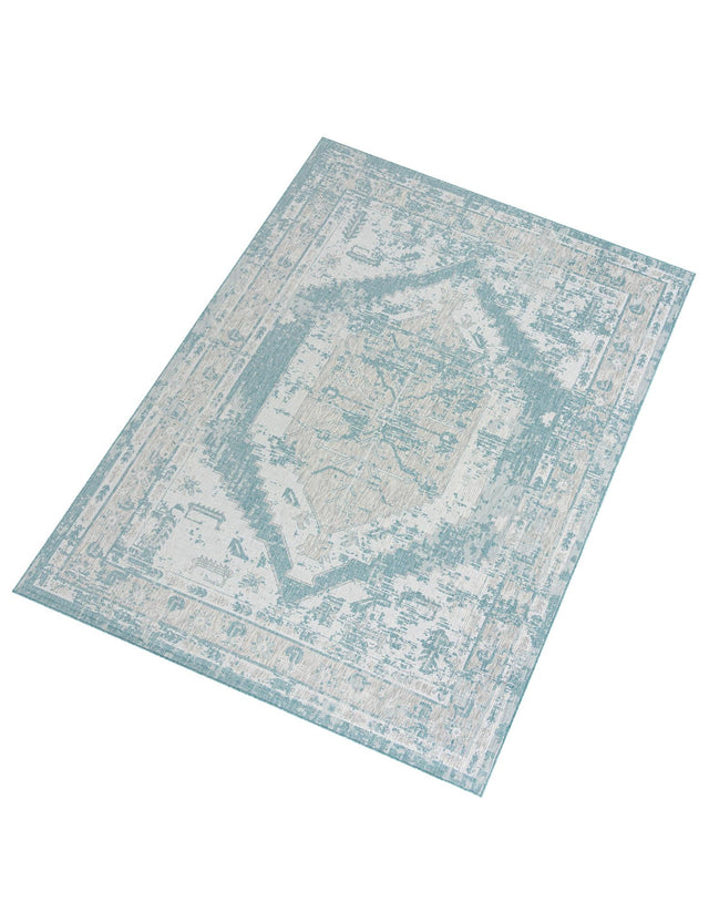 Aqua 10' x 13' 1 Outdoor Traditional Rectangle Area Rug Weather Resistant for Patio, Deck, Terrace, Balcony, Porch Classical Design Outside Carpet for Sale at Rug Engine