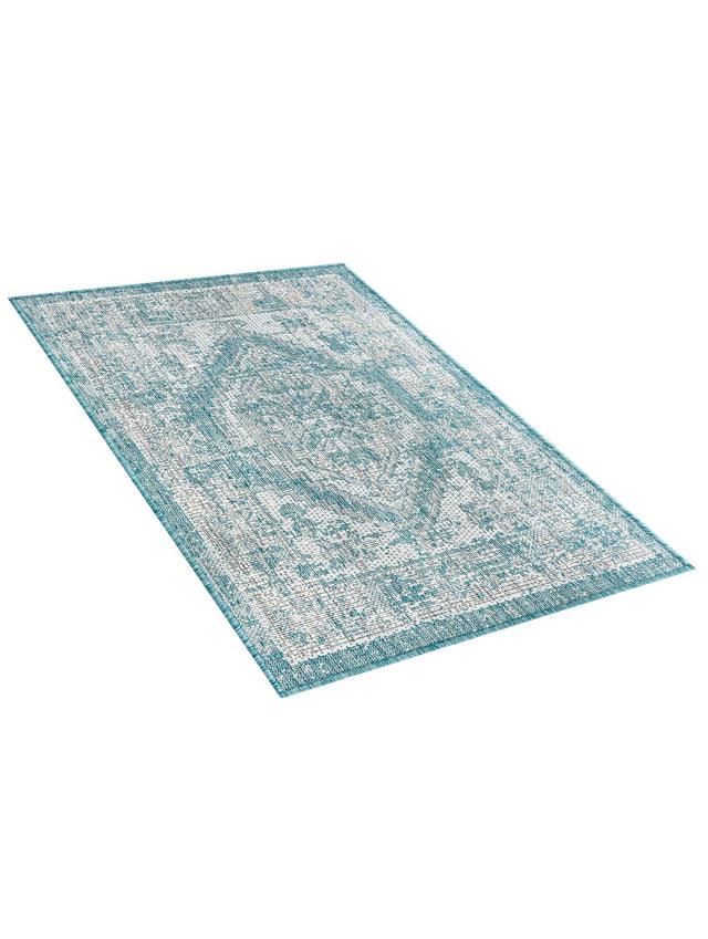 Aqua 2' x 3' 1 Outdoor Traditional Rectangle Area Rug Weather Resistant for Patio, Deck, Terrace, Balcony, Porch Classical Design Outside Carpet for Sale at Rug Engine