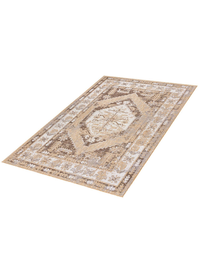 Natural 6' 1 x 9' Outdoor Traditional Rectangle Area Rug Weather Resistant for Patio, Deck, Terrace, Balcony, Porch Classical Design Outside Carpet for Sale at Rug Engine