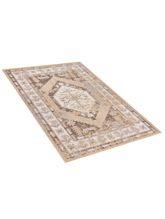 Natural 6' 1 x 9' Outdoor Traditional Rectangle Area Rug Weather Resistant for Patio, Deck, Terrace, Balcony, Porch Classical Design Outside Carpet for Sale at Rug Engine
