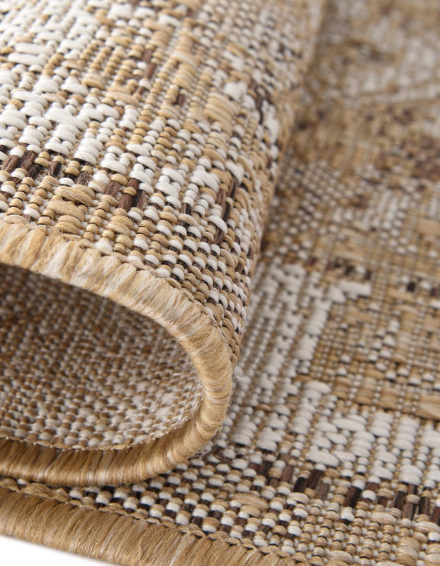 Natural 5' 3 x 8' Outdoor Traditional Oval Area Rug Weather Resistant for Patio, Deck, Terrace, Balcony, Porch Classical Design Outside Carpet for Sale at Rug Engine