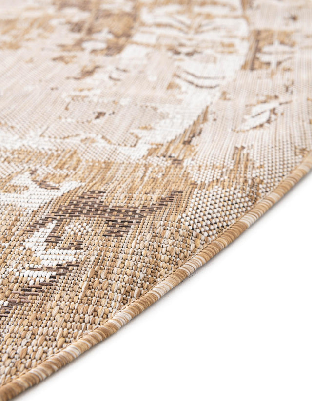 Natural 5' 3 x 8' Outdoor Traditional Oval Area Rug Weather Resistant for Patio, Deck, Terrace, Balcony, Porch Classical Design Outside Carpet for Sale at Rug Engine