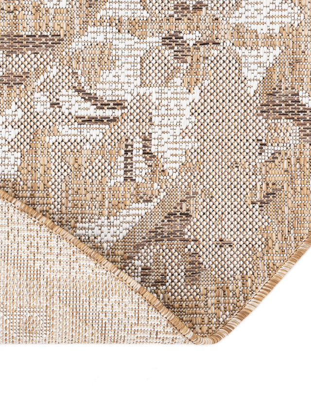 Natural 5' 3 x 8' Outdoor Traditional Oval Area Rug Weather Resistant for Patio, Deck, Terrace, Balcony, Porch Classical Design Outside Carpet for Sale at Rug Engine