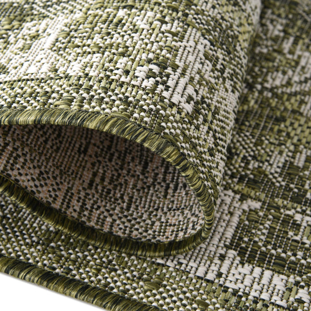 Green 5' 3 x 8' Outdoor Traditional Oval Area Rug Weather Resistant for Patio, Deck, Terrace, Balcony, Porch