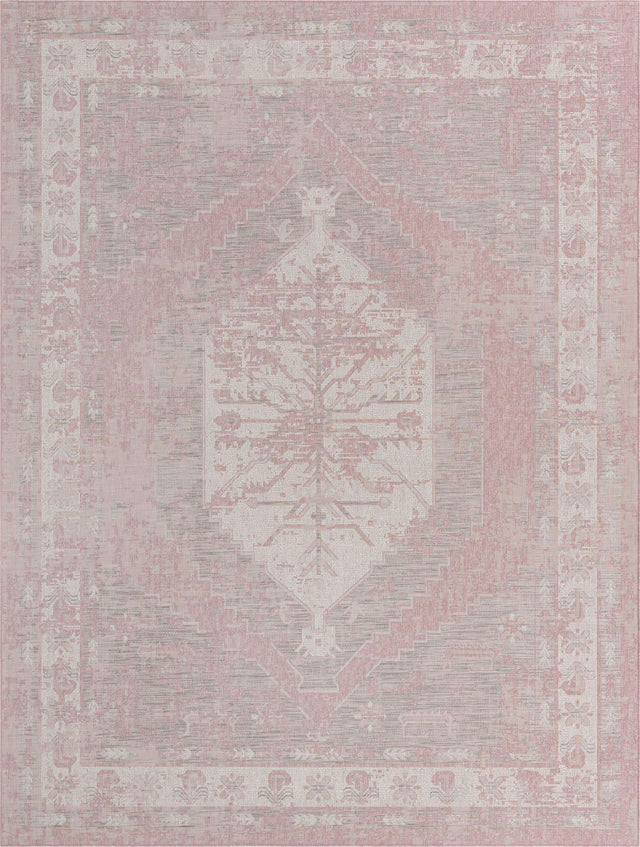 Pink 10' x 13' 1 Outdoor Traditional Rectangle Area Rug Weather Resistant for Patio, Deck, Terrace, Balcony, Porch Classical Design Outside Carpet for Sale at Rug Engine