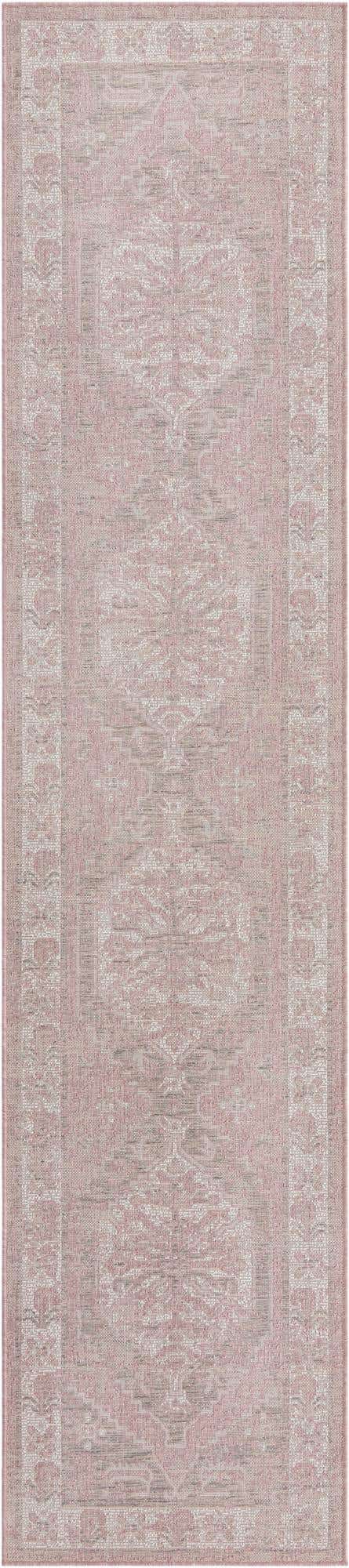 Pink 2' 7 x 12' Outdoor Traditional Runner Area Rug Weather Resistant for Patio, Deck, Terrace, Balcony, Porch Classical Design Outside Carpet for Sale at Rug Engine