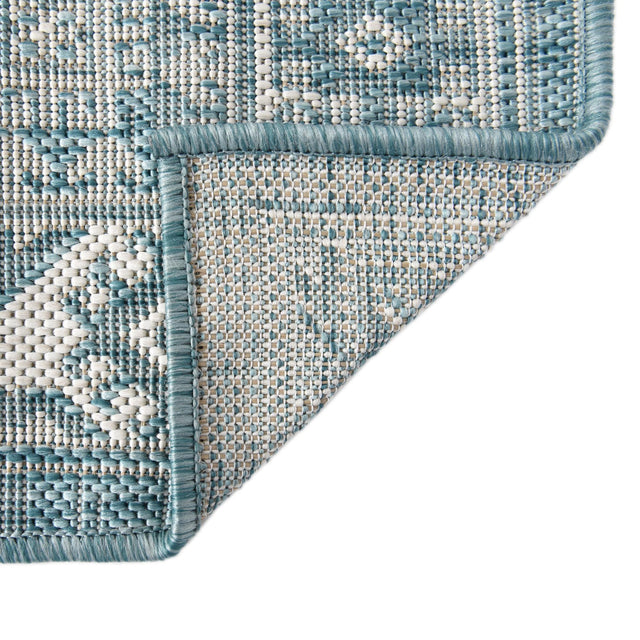 Aqua 7' 10 x 7' 10 Outdoor Aztec Octagon Area Rug Weather Resistant for Patio, Deck, Terrace, Balcony, Porch 100% Polypropylene Traditional Carpet Mat for Sale at Rug Engine