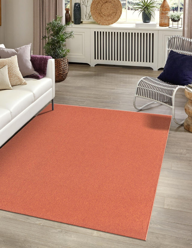 Terracotta 6' x 9' Everyday Solid Rectangle Area Rug 100% Polypropylene With Felt Backing Easy Clean Simple Carpet for Minimalist Room Decorating for Sale at Rug Engine