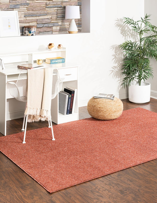 Rust Red 7' x 10' Everyday Solid Rectangle Area Rug 100% Polypropylene With Felt Backing Easy Clean Simple Carpet for Minimalist Room Decorating for Sale at Rug Engine