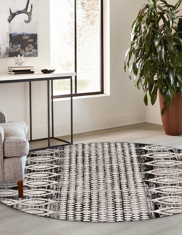 Charcoal 4' x 4' Cherokee Round Area Rug 100% Polypropylene With Cotton Backing Modern Geometric Carpet for Home Decor Interior Design Rooms for Sale at Rug Engine