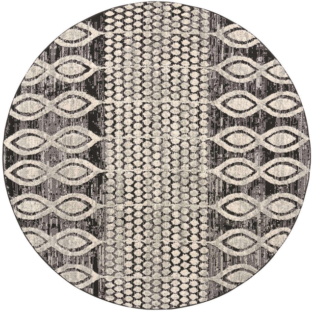 Charcoal 7' x 7' Cherokee Round Area Rug 100% Polypropylene With Cotton Backing Modern Geometric Carpet for Home Decor Interior Design Rooms for Sale at Rug Engine