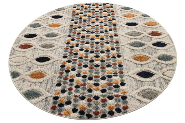 Multicolor 7' x 7' Cherokee Round Area Rug 100% Polypropylene With Cotton Backing Modern Geometric Carpet for Home Decor Interior Design Rooms for Sale at Rug Engine