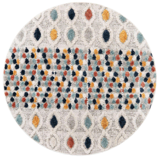 Multicolor 4' x 4' Cherokee Round Area Rug 100% Polypropylene With Cotton Backing Modern Geometric Carpet for Home Decor Interior Design Rooms for Sale at Rug Engine