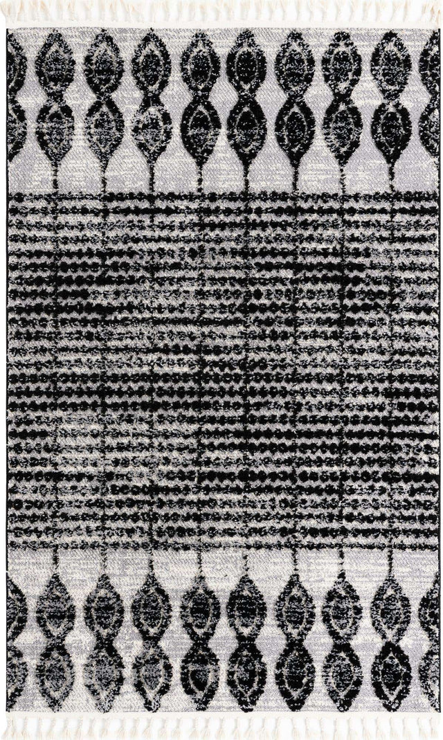 Black 5' 3 x 8' Cherokee Rectangle Area Rug 100% Polypropylene With Cotton Backing Modern Geometric Carpet for Home Decor Interior Design Rooms for Sale at Rug Engine