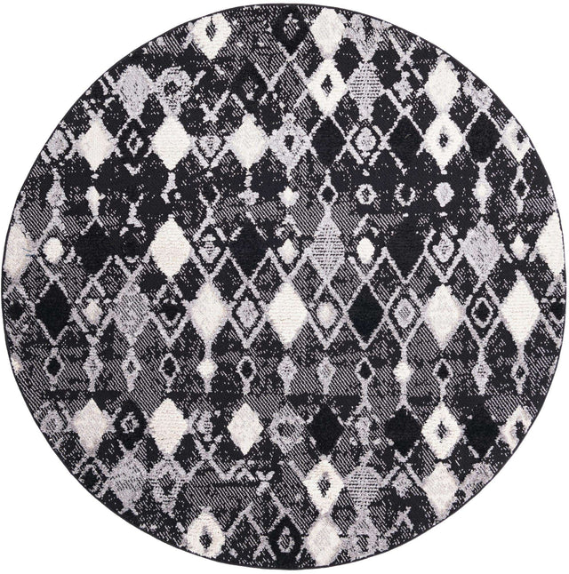 Fossil Gray 7' x 7' Cherokee Round Area Rug 100% Polypropylene With Cotton Backing Modern Geometric Carpet for Home Decor Interior Design Rooms for Sale at Rug Engine