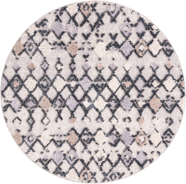 Sand 4' x 4' Cherokee Round Area Rug 100% Polypropylene With Cotton Backing Modern Geometric Carpet for Home Decor Interior Design Rooms for Sale at Rug Engine