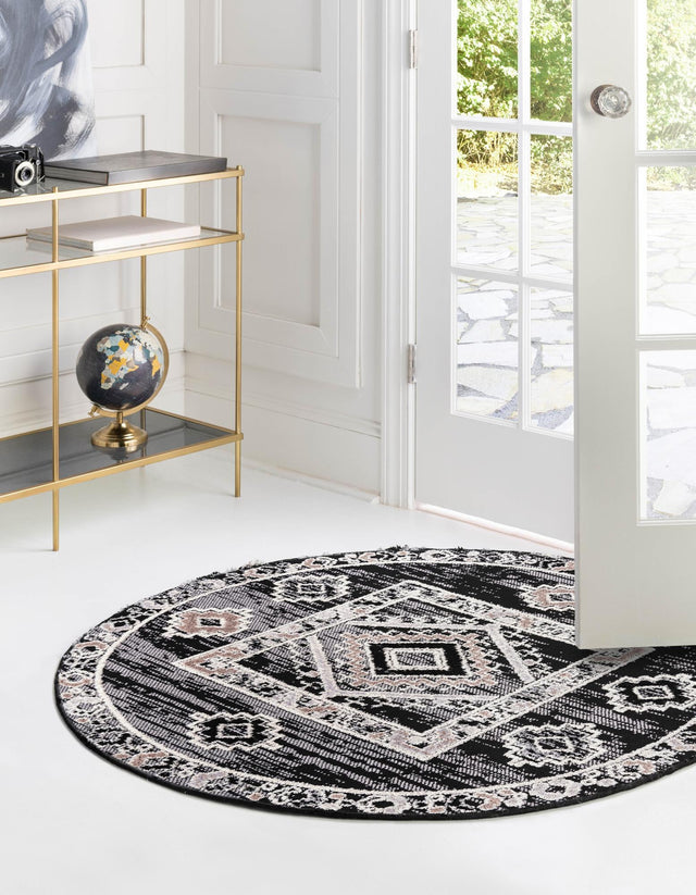 Fossil Gray 7' x 7' Cherokee Round Area Rug 100% Polypropylene With Cotton Backing Modern Geometric Carpet for Home Decor Interior Design Rooms for Sale at Rug Engine