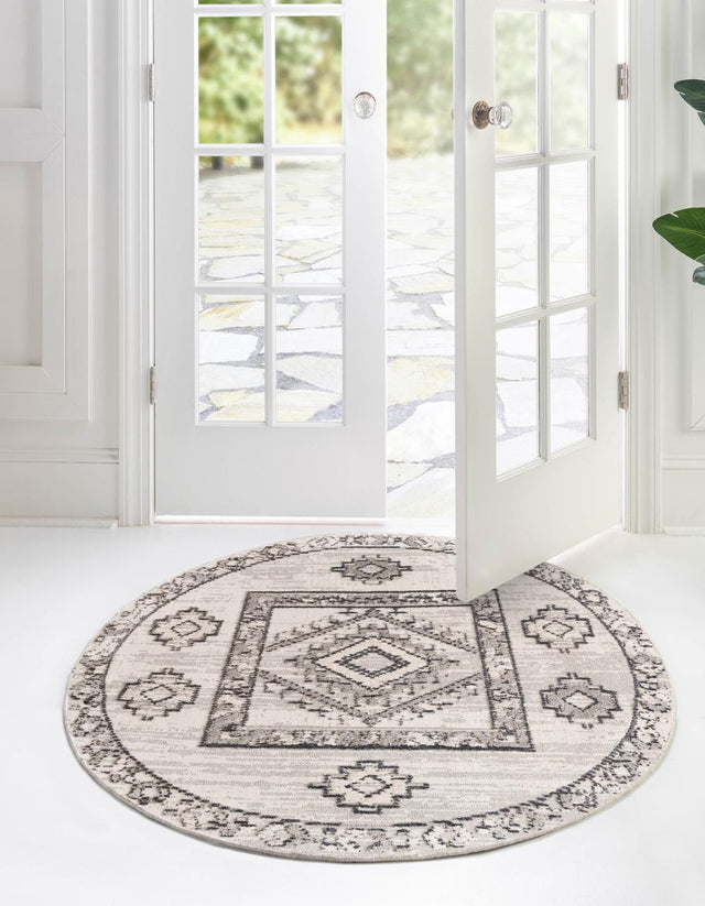 Sand 7' x 7' Cherokee Round Area Rug 100% Polypropylene With Cotton Backing Modern Geometric Carpet for Home Decor Interior Design Rooms for Sale at Rug Engine