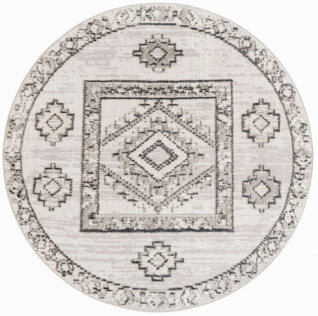 Sand 7' x 7' Cherokee Round Area Rug 100% Polypropylene With Cotton Backing Modern Geometric Carpet for Home Decor Interior Design Rooms for Sale at Rug Engine
