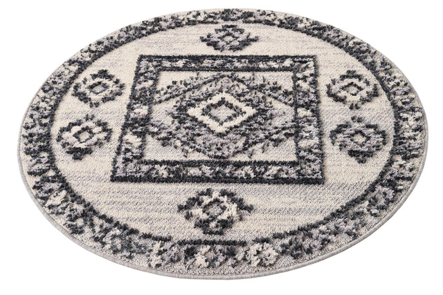 Sand 4' x 4' Cherokee Round Area Rug 100% Polypropylene With Cotton Backing Modern Geometric Carpet for Home Decor Interior Design Rooms for Sale at Rug Engine