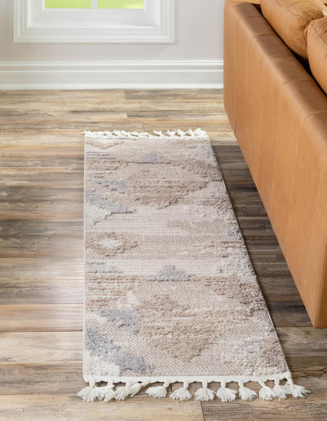 Sand 2' x 6' Cherokee Runner Area Rug 100% Polypropylene With Cotton Backing Modern Geometric Carpet for Home Decor Interior Design Rooms for Sale at Rug Engine