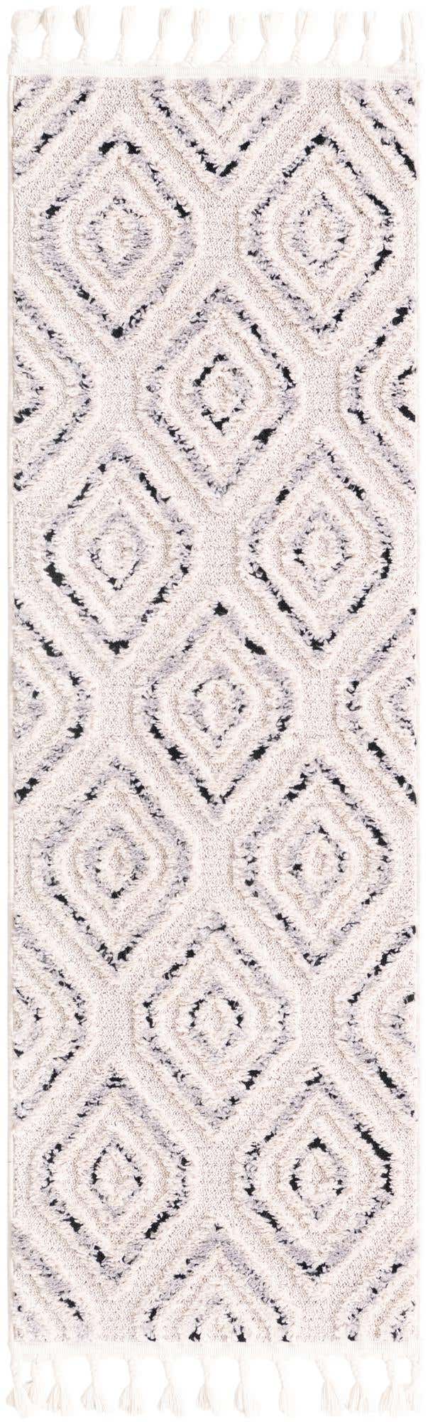Black and White 2' x 6' Cherokee Runner Area Rug 100% Polypropylene With Cotton Backing Modern Geometric Carpet for Home Decor Interior Design Rooms for Sale at Rug Engine