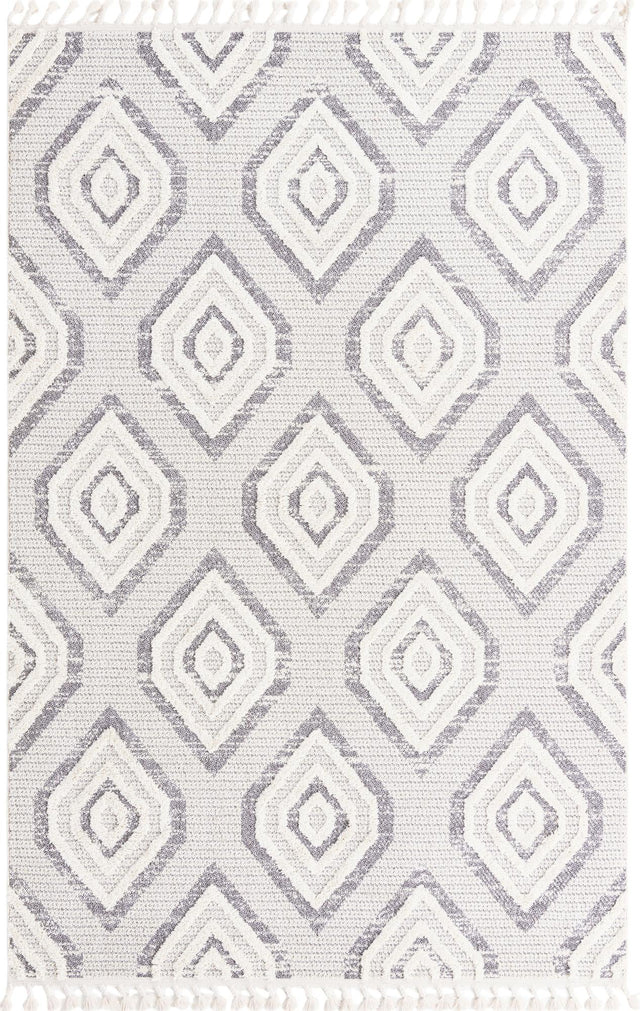 Ivory 6' x 9' Cherokee Rectangle Area Rug 100% Polypropylene With Cotton Backing Modern Geometric Carpet for Home Decor Interior Design Rooms for Sale at Rug Engine