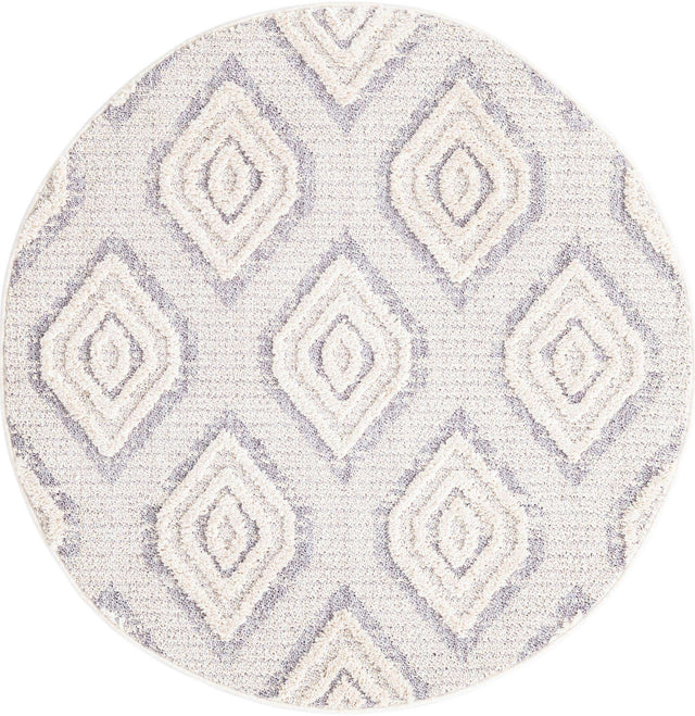 Ivory 4' x 4' Cherokee Round Area Rug 100% Polypropylene With Cotton Backing Modern Geometric Carpet for Home Decor Interior Design Rooms for Sale at Rug Engine