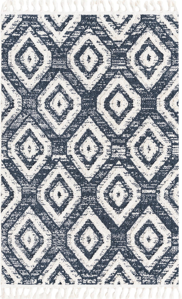 Blue Gray 4' x 6' Cherokee Rectangle Area Rug 100% Polypropylene With Cotton Backing Modern Geometric Carpet for Home Decor Interior Design Rooms for Sale at Rug Engine