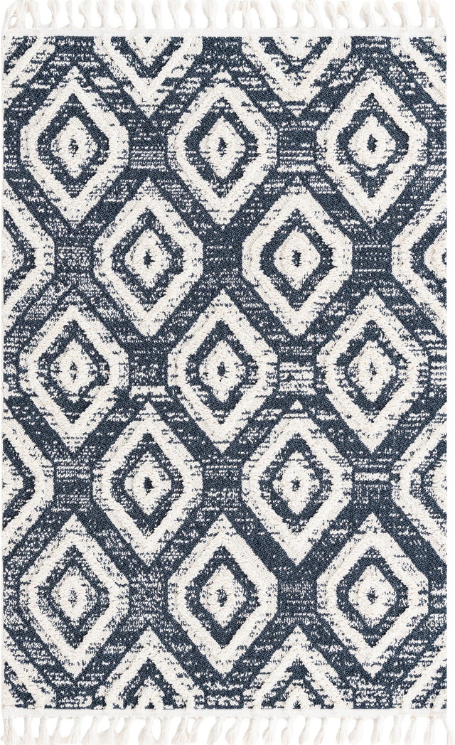 Blue Gray 4' x 6' Cherokee Rectangle Area Rug 100% Polypropylene With Cotton Backing Modern Geometric Carpet for Home Decor Interior Design Rooms for Sale at Rug Engine