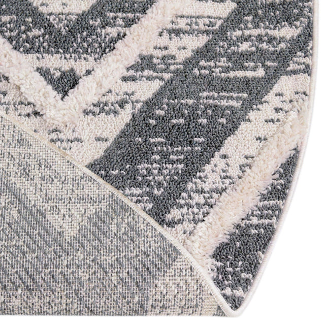 Blue Gray 7' x 7' Cherokee Round Area Rug 100% Polypropylene With Cotton Backing Modern Geometric Carpet for Home Decor Interior Design Rooms for Sale at Rug Engine