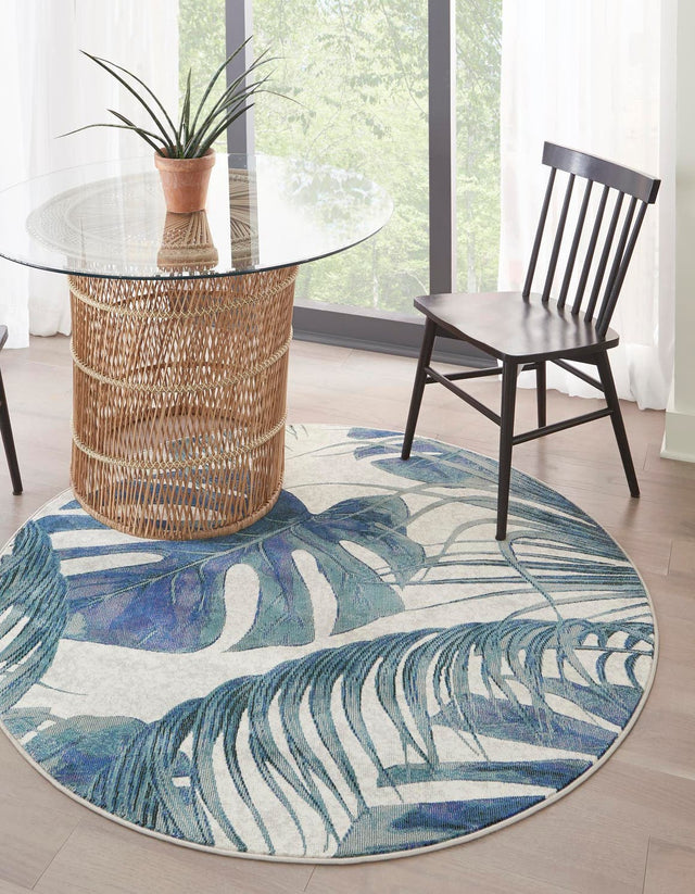 Ivory 3' 3 x 3' 3 Blossom Round Area Rug 100% Polypropylene With Cotton Backing Easy Clean Colorful Blooming Blossoming Flower Floral Plant Carpet for Living Dining Room Office Dorms for Sale at Rug Engine