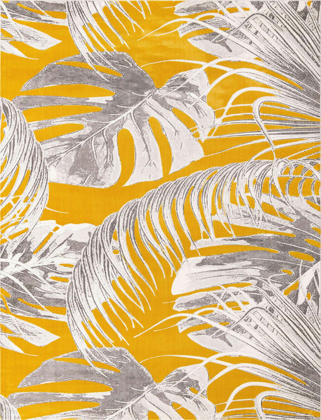 Yellow 7' 10 x 10' Blossom Rectangle Area Rug 100% Polypropylene With Cotton Backing Easy Clean Colorful Blooming Blossoming Flower Floral Plant Carpet for Living Dining Room Office Dorms for Sale at Rug Engine