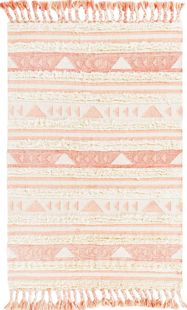 Baby Pink 5' 1 x 8' Mesa Rectangle Area Rug 100% Wool Geometric All Natural Carpet for Living, Dining, Office, Bedrooms, Dorms, Kitchens for Sale at Rug Engine