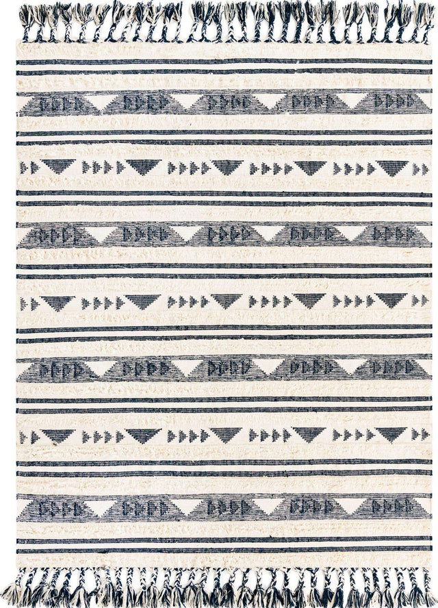 Navy Blue 8' x 10' Mesa Rectangle Area Rug 100% Wool Geometric All Natural Carpet for Living, Dining, Office, Bedrooms, Dorms, Kitchens for Sale at Rug Engine