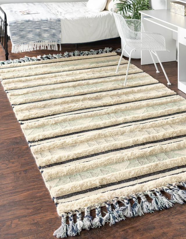 Aquamarine 3' 3 x 5' 1 Mesa Rectangle Area Rug 100% Wool Geometric All Natural Carpet for Living, Dining, Office, Bedrooms, Dorms, Kitchens for Sale at Rug Engine