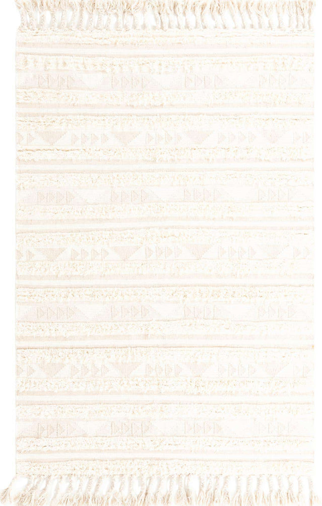Ivory 6' 1 x 9' Mesa Rectangle Area Rug 100% Wool Geometric All Natural Carpet for Living, Dining, Office, Bedrooms, Dorms, Kitchens for Sale at Rug Engine