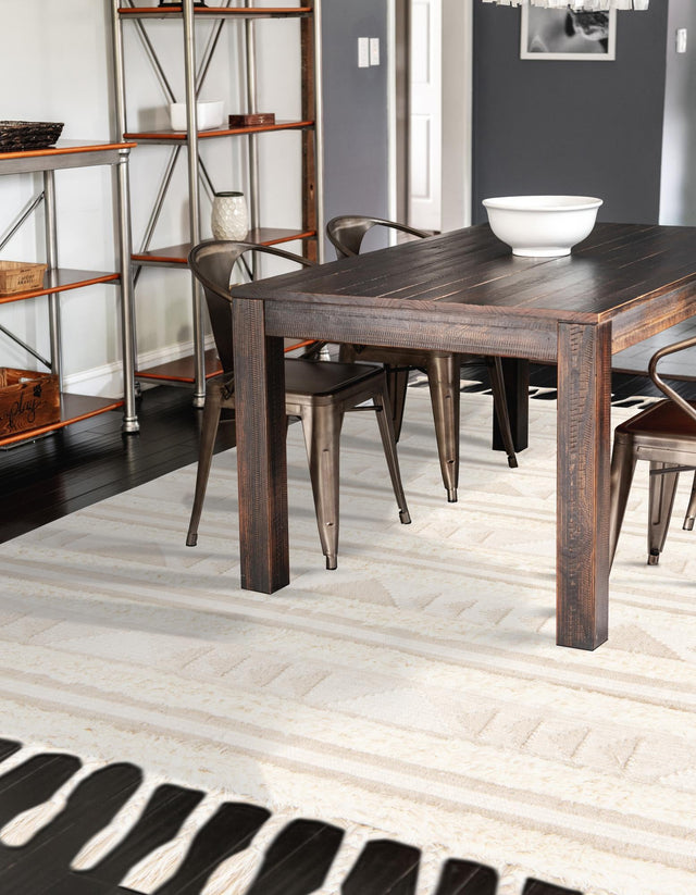 Ivory 8' x 11' Mesa Rectangle Area Rug 100% Wool Geometric All Natural Carpet for Living, Dining, Office, Bedrooms, Dorms, Kitchens for Sale at Rug Engine