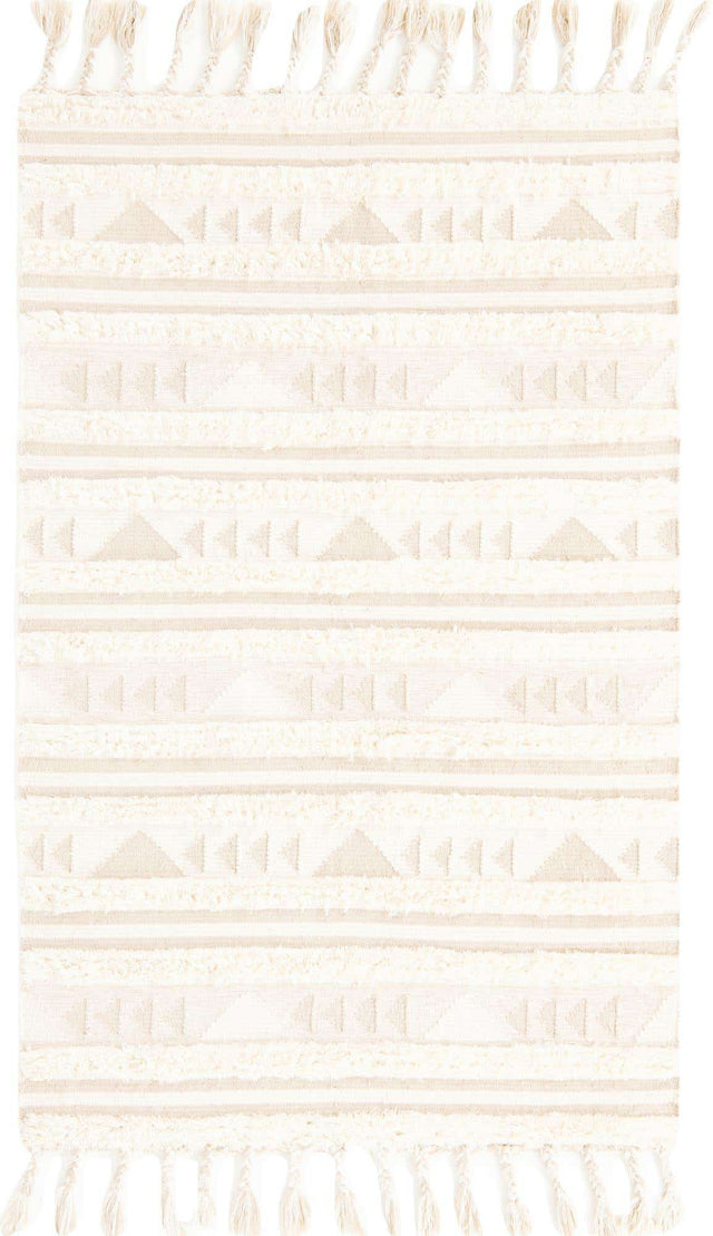 Ivory 5' 1 x 8' Mesa Rectangle Area Rug 100% Wool Geometric All Natural Carpet for Living, Dining, Office, Bedrooms, Dorms, Kitchens for Sale at Rug Engine