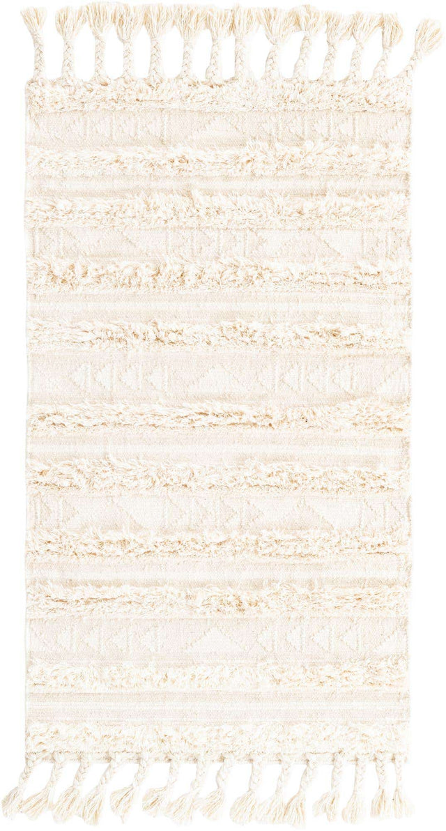 Ivory 3' 3 x 5' 1 Mesa Rectangle Area Rug 100% Wool Geometric All Natural Carpet for Living, Dining, Office, Bedrooms, Dorms, Kitchens for Sale at Rug Engine