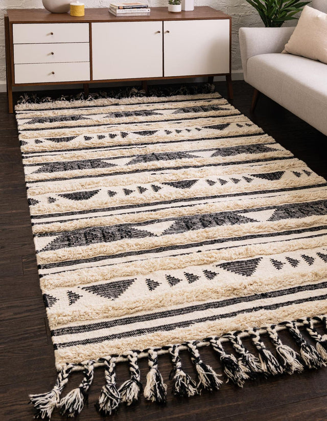Charcoal 6' 1 x 9' Mesa Rectangle Area Rug 100% Wool Geometric All Natural Carpet for Living, Dining, Office, Bedrooms, Dorms, Kitchens for Sale at Rug Engine