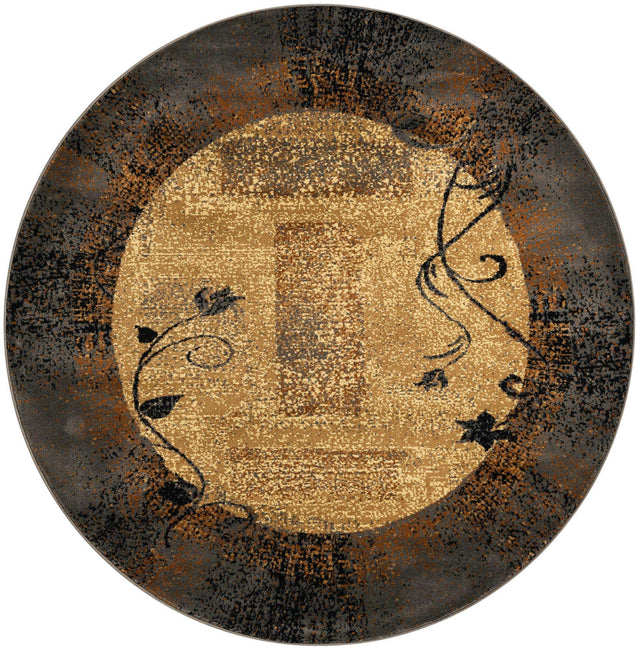 Beige 6' 1 x 6' 1 Barista Round Area Rug 100% Polypropylene Abstract Modern Geometric Carpet for Living Room Dining Office Dorm Room Decor for Sale at Rug Engine