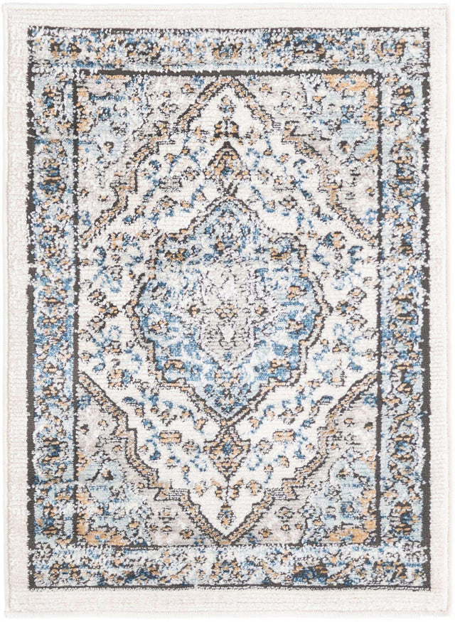 Blue 2' x 3' Nyla Rectangle Area Rug 100% Polypropylene Traditional Classic Carpet for Living Room, Kitchen, Bedroom, Dining, Office for Sale at Rug Engine