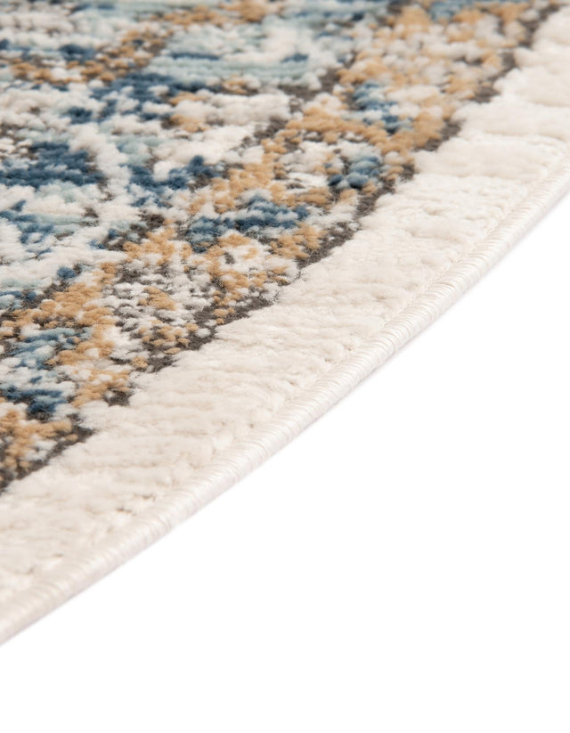 Blue 12' x 12' Nyla Round Area Rug 100% Polypropylene Traditional Classic Carpet for Living Room, Kitchen, Bedroom, Dining, Office for Sale at Rug Engine