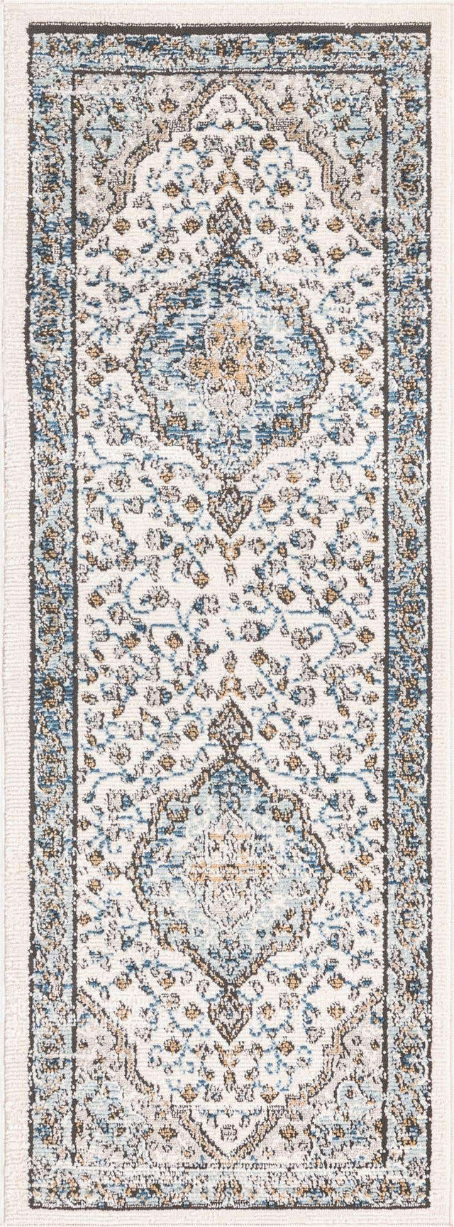Blue 2' x 6' Nyla Runner Area Rug 100% Polypropylene Traditional Classic Carpet for Living Room, Kitchen, Bedroom, Dining, Office for Sale at Rug Engine